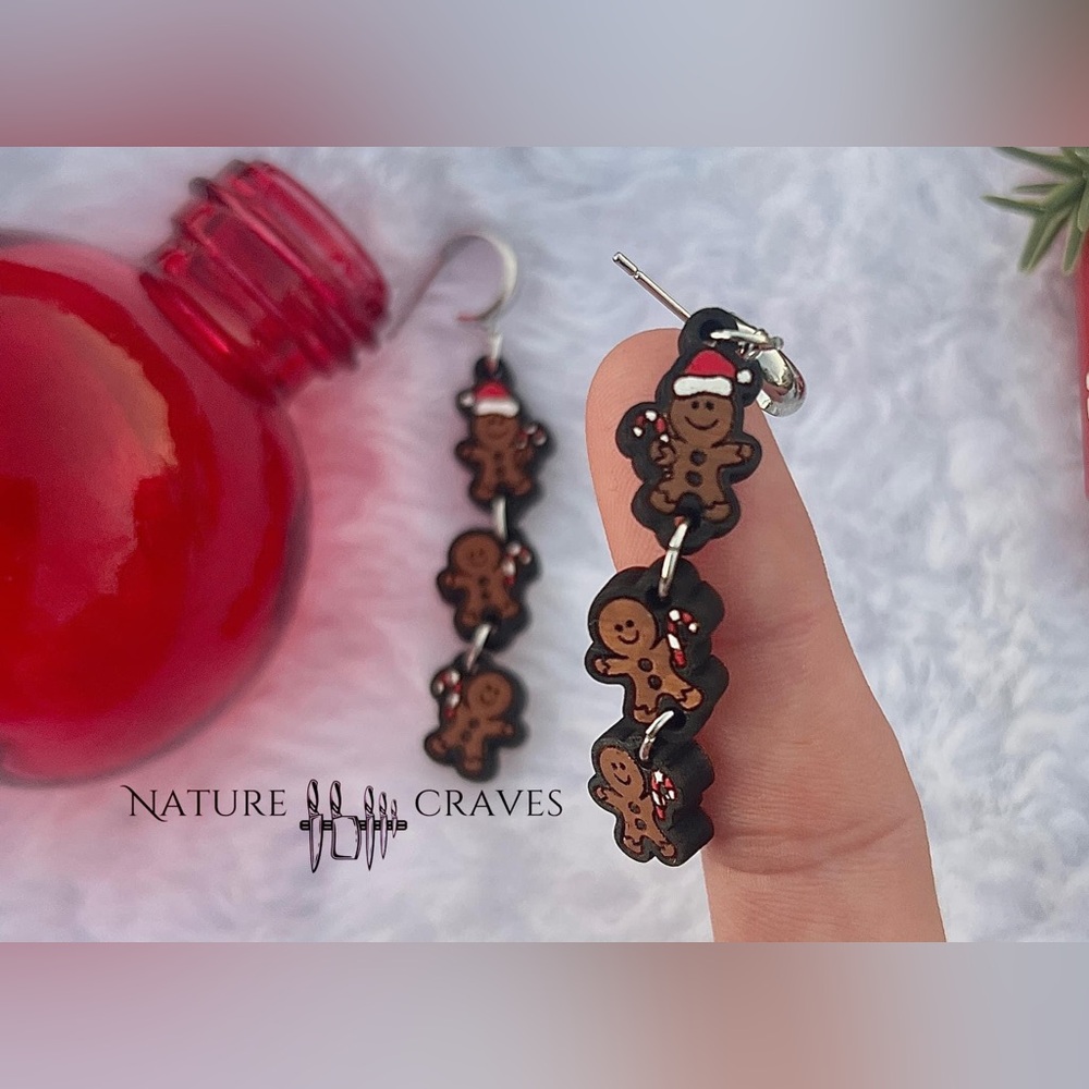 Hand painted Gingerbread Earrings